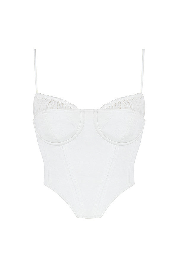 Eliza | Elegant Hvid Bustier Top med Fine Stropper Corset Dame