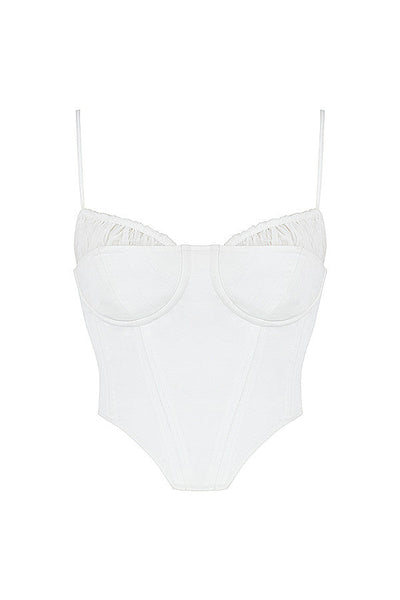 Eliza | Elegant Hvid Bustier Top med Fine Stropper Corset Dame