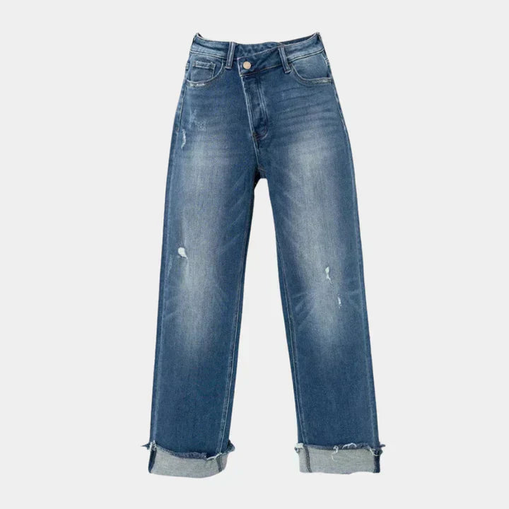 Hanna | Højtaljede cropped denim jeans med brede ben Bukser Dame