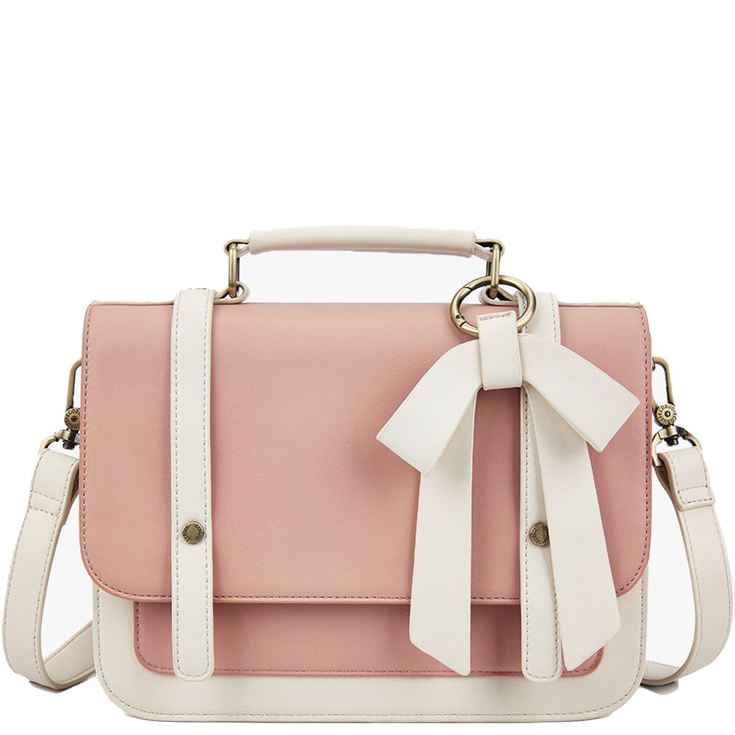 Satchel med Sløjfedetalje – Tidløs Lædertaske i Sort og Grå