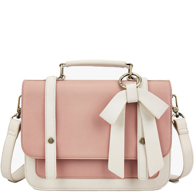 Satchel med Sløjfedetalje – Tidløs Lædertaske i Sort og Grå