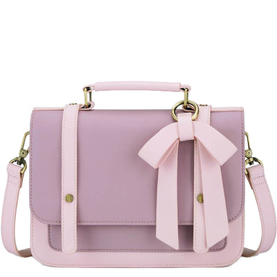 Satchel med Sløjfedetalje – Tidløs Lædertaske i Sort og Grå