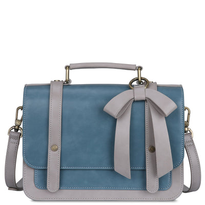 Satchel med Sløjfedetalje – Tidløs Lædertaske i Sort og Grå