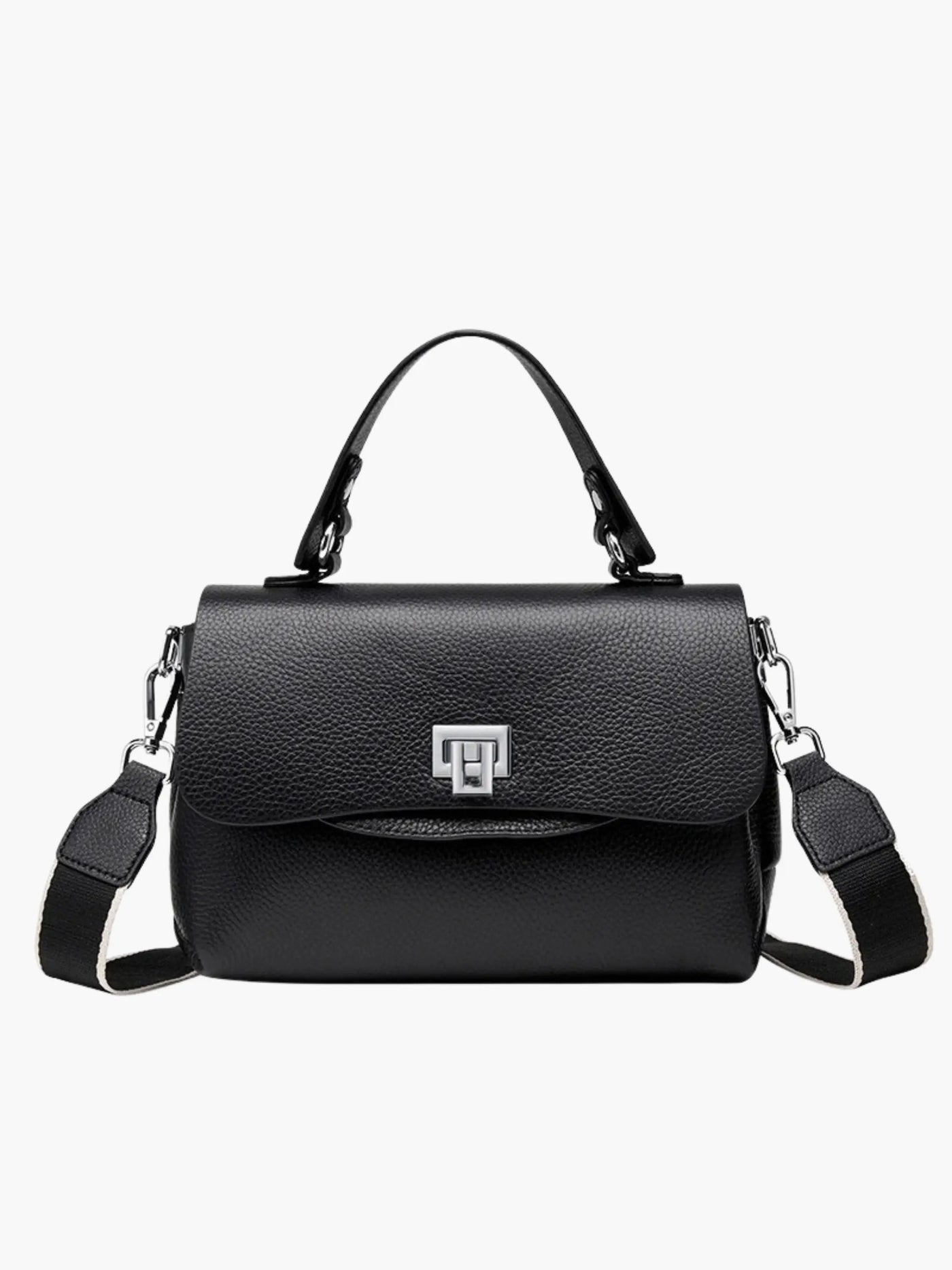 Carola – Struktureret Læder Skuldertaske med Justerbar Rem