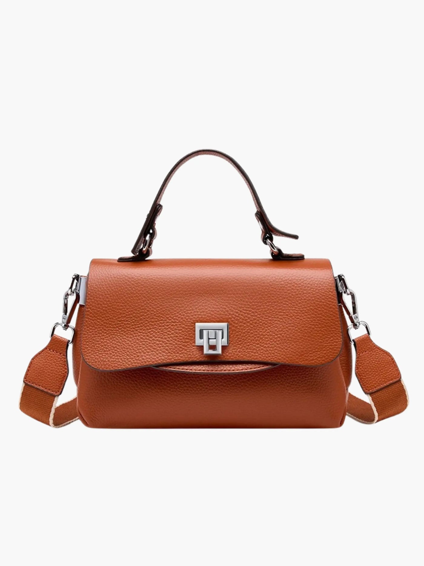 Carola – Struktureret Læder Skuldertaske med Justerbar Rem