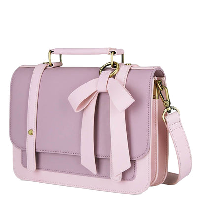 Satchel med Sløjfedetalje – Tidløs Lædertaske i Sort og Grå