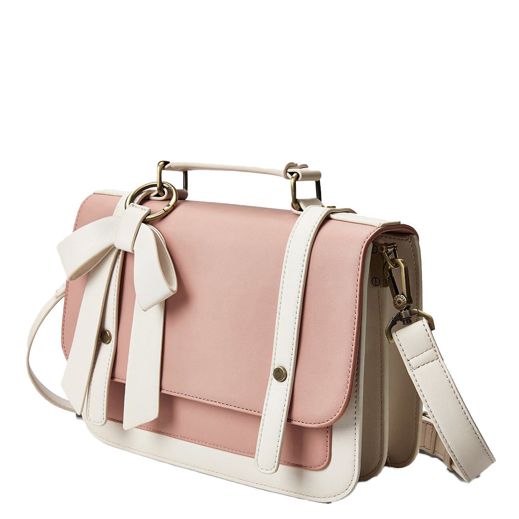 Satchel med Sløjfedetalje – Tidløs Lædertaske i Sort og Grå