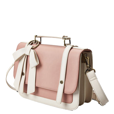 Satchel med Sløjfedetalje – Tidløs Lædertaske i Sort og Grå