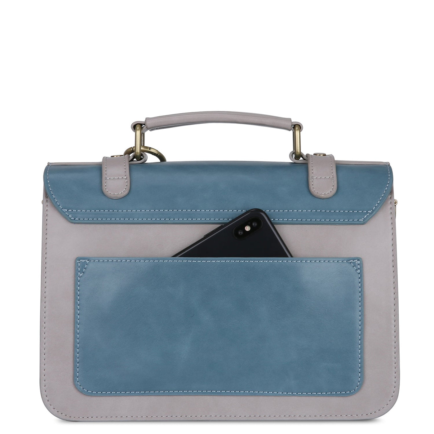 Satchel med Sløjfedetalje – Tidløs Lædertaske i Sort og Grå