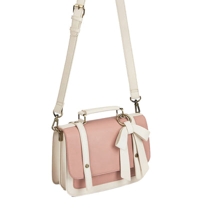 Satchel med Sløjfedetalje – Tidløs Lædertaske i Sort og Grå