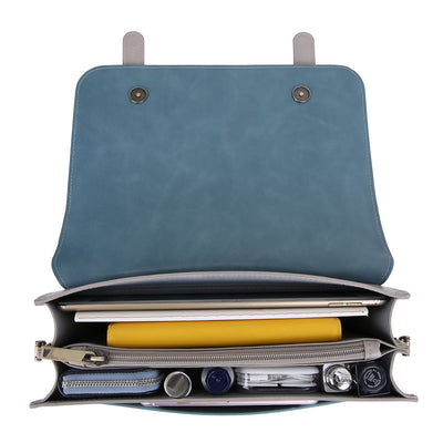 Satchel med Sløjfedetalje – Tidløs Lædertaske i Sort og Grå