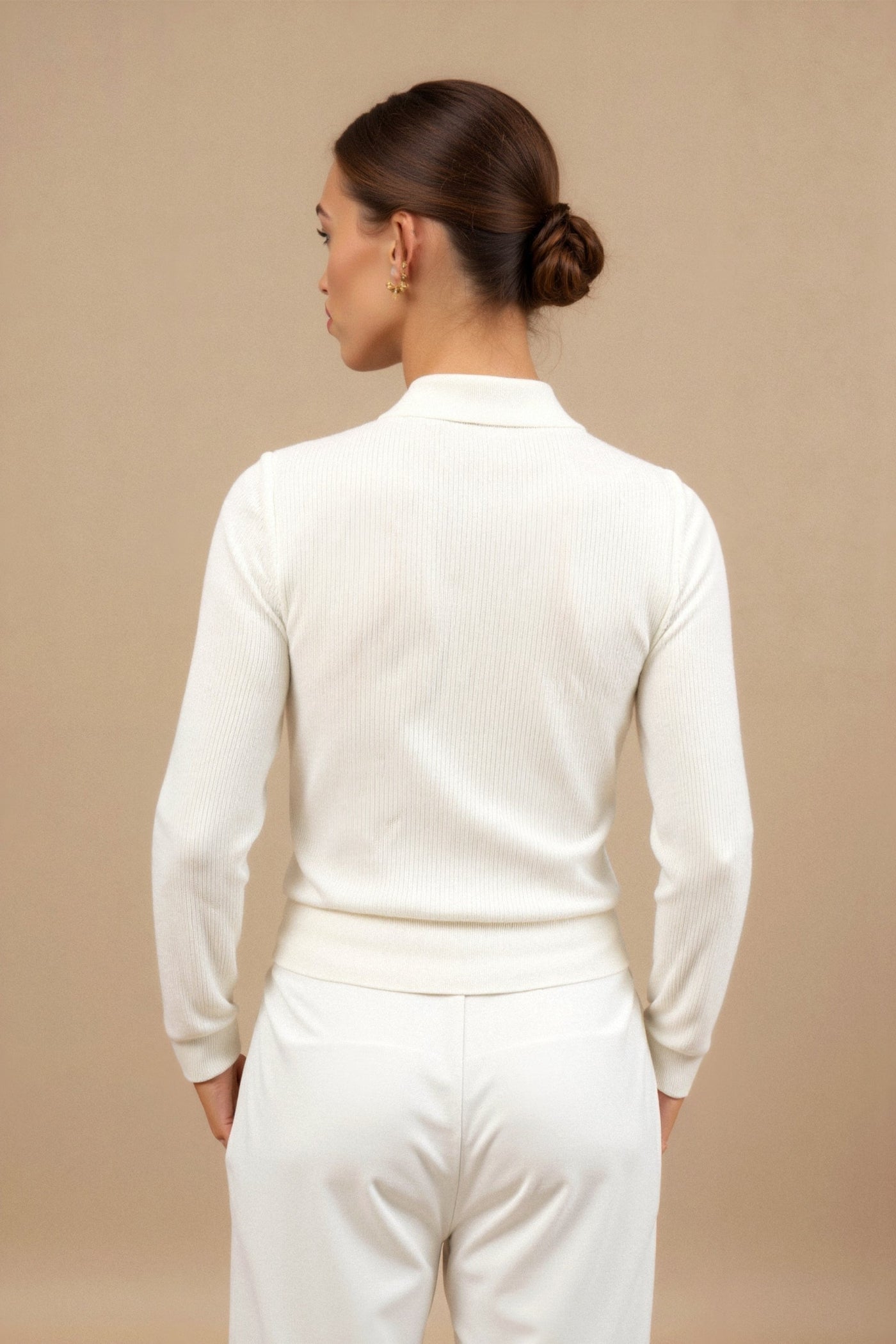 Lara - Langærmet Polo Shirt Med V Hals Elegant