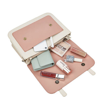 Satchel med Sløjfedetalje – Tidløs Lædertaske i Sort og Grå