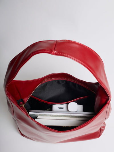 Minimalistisk Vegan Læder Hobo Skuldertaske