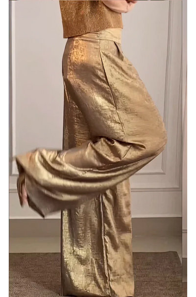 Betina | Chic Metalliske Wide-Leg Bukser Dame