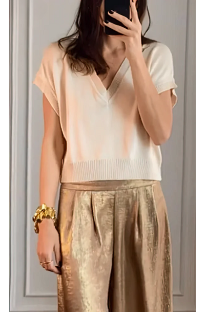 Betina | Chic Metalliske Wide-Leg Bukser Dame