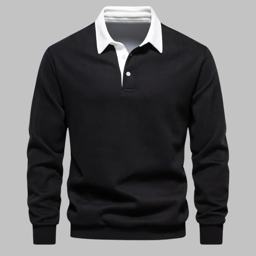 Ethan | Herre polo sweater – langærmet striktrøje