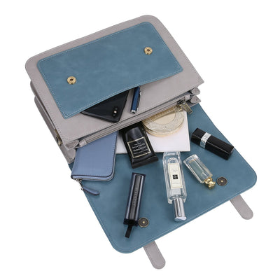 Satchel med Sløjfedetalje – Tidløs Lædertaske i Sort og Grå