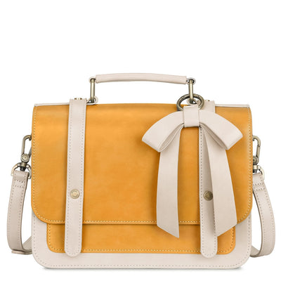 Satchel med Sløjfedetalje – Tidløs Lædertaske i Sort og Grå