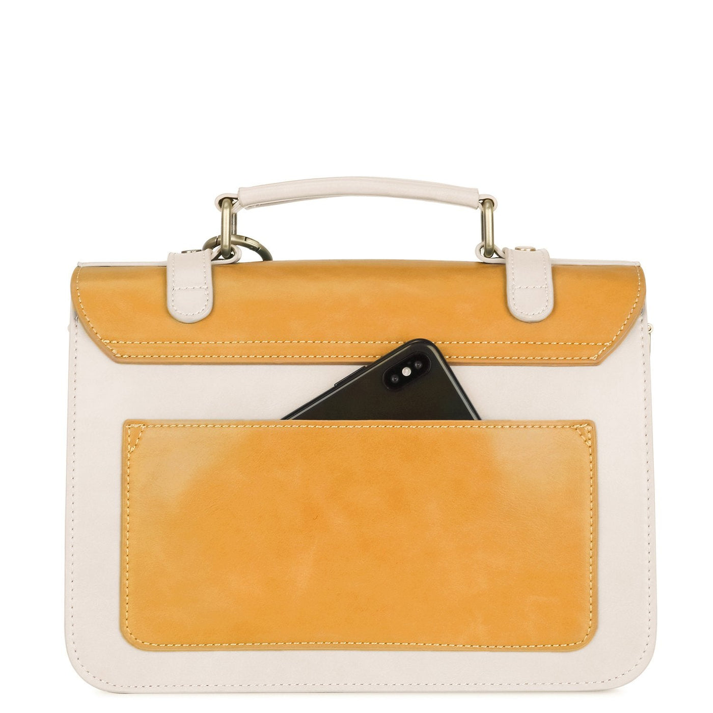 Satchel med Sløjfedetalje – Tidløs Lædertaske i Sort og Grå