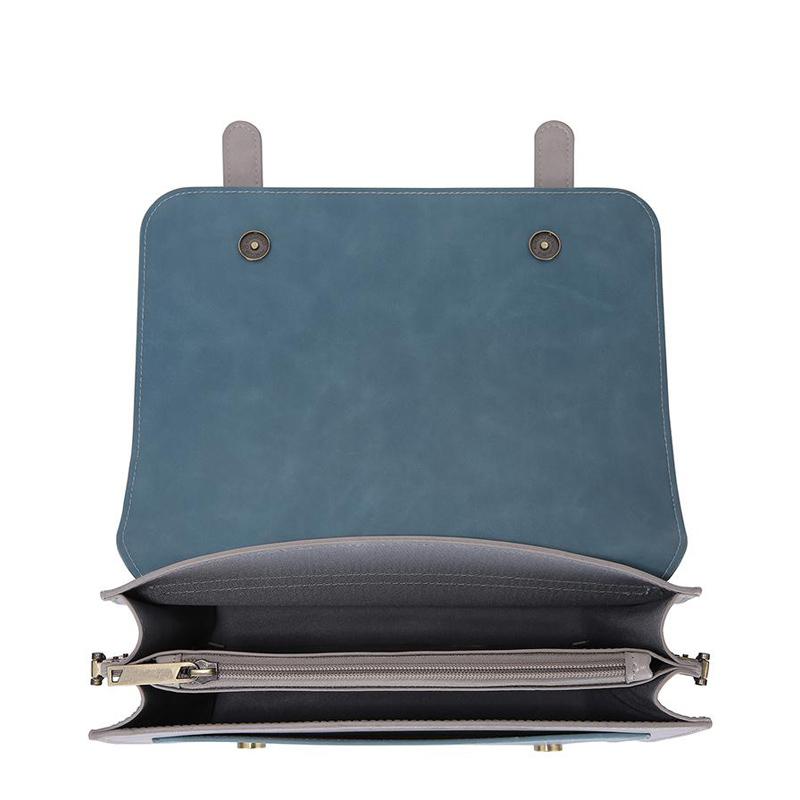 Satchel med Sløjfedetalje – Tidløs Lædertaske i Sort og Grå