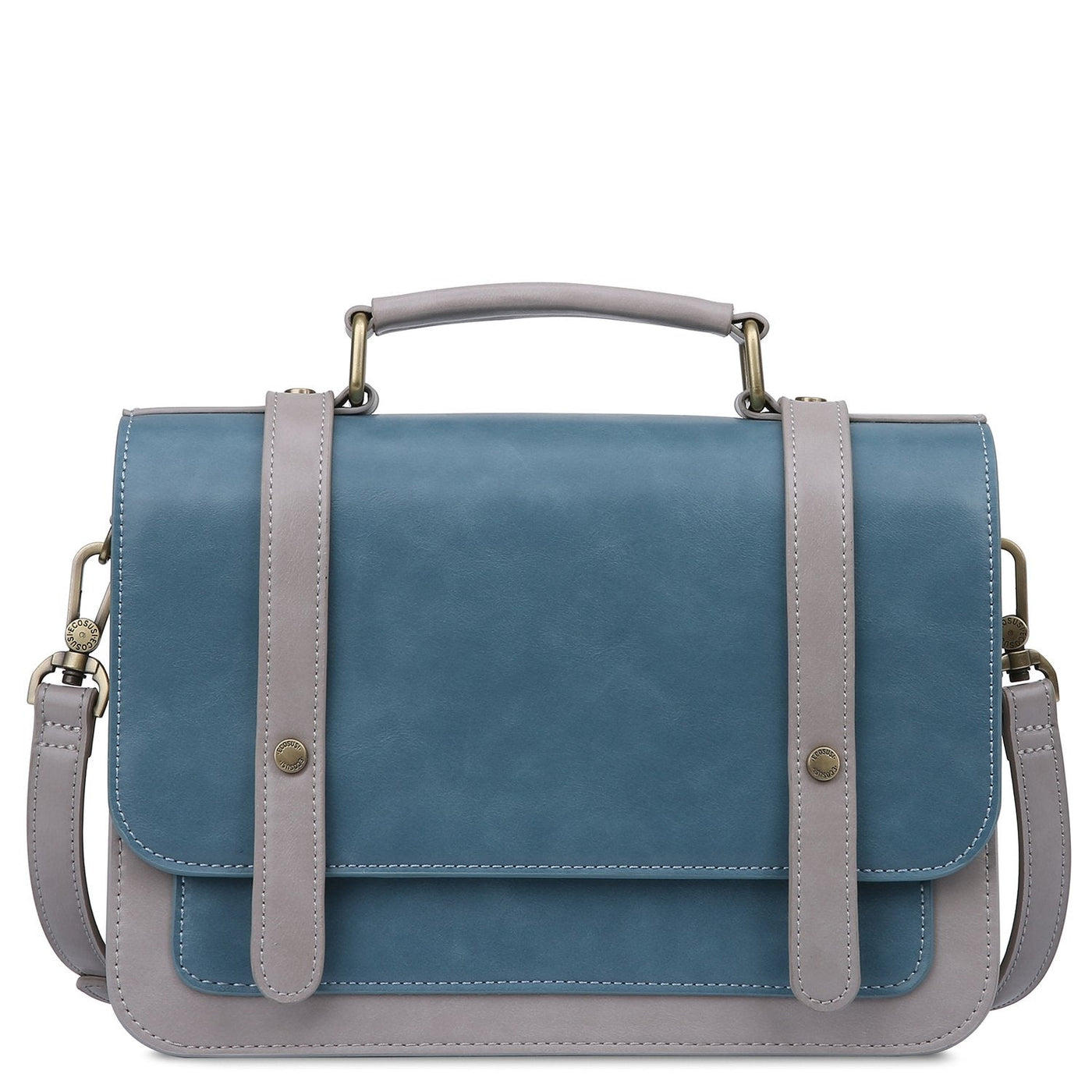 Satchel med Sløjfedetalje – Tidløs Lædertaske i Sort og Grå