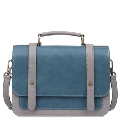 Satchel med Sløjfedetalje – Tidløs Lædertaske i Sort og Grå