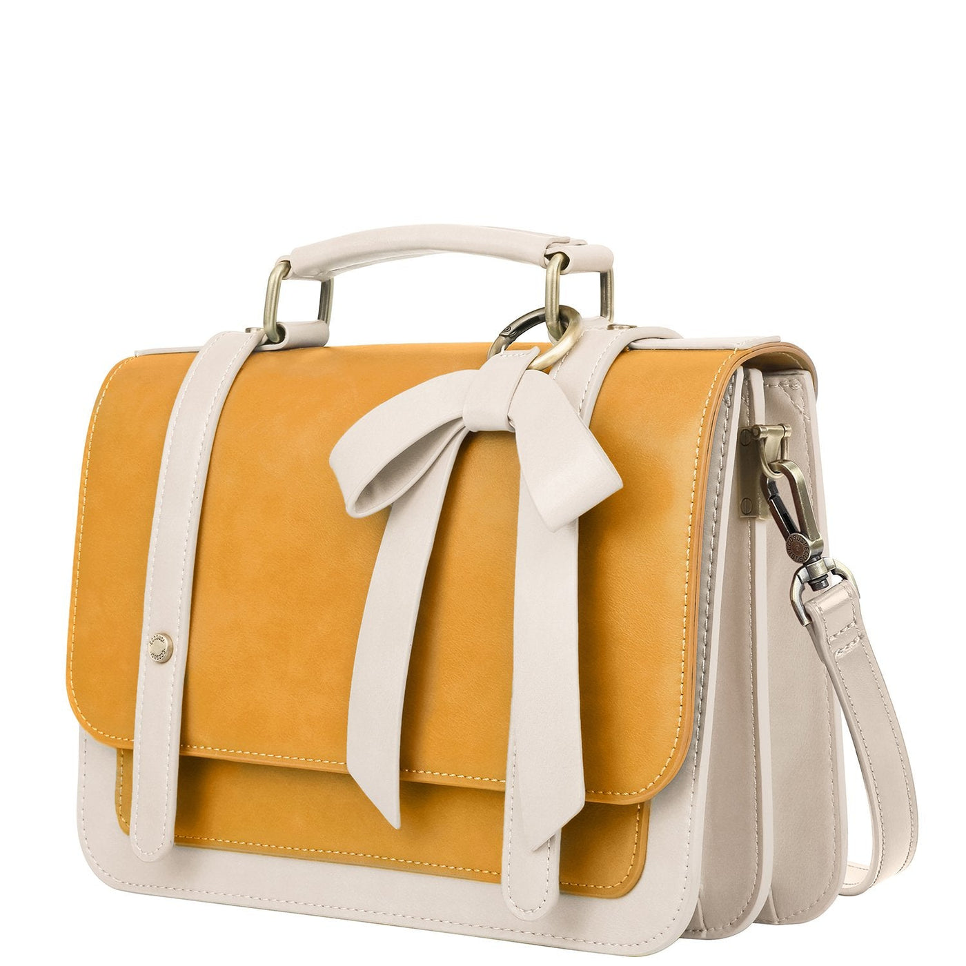 Satchel med Sløjfedetalje – Tidløs Lædertaske i Sort og Grå