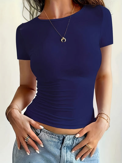 Kyana - Slim Fit Basic T Shirt with Stretch Dame Top