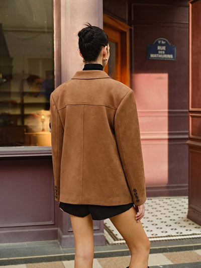 Silke | Casual Brun Suede Blazer Til Dame