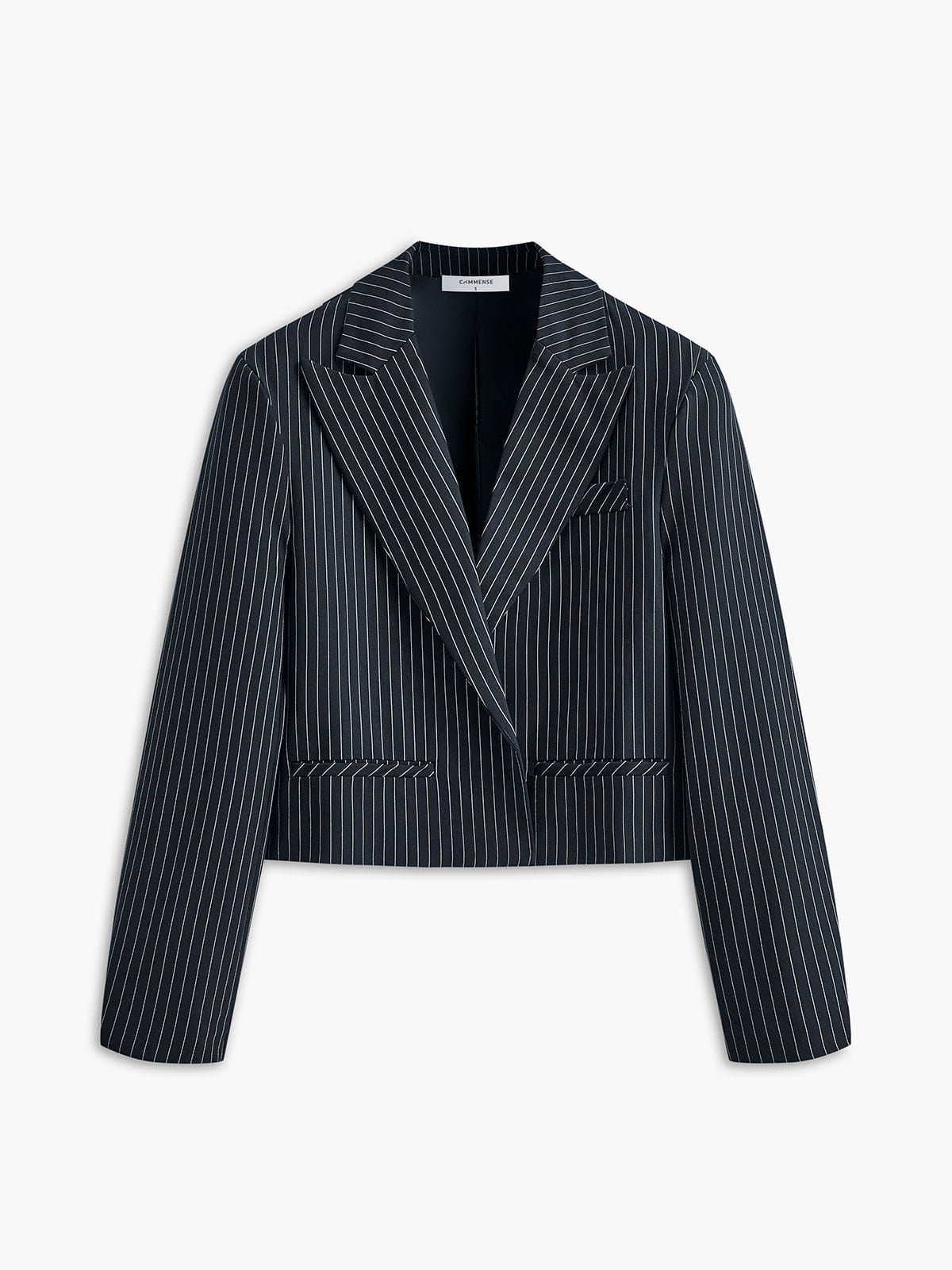 Katja | Elegant Kort Stribet Blazer Til Dame
