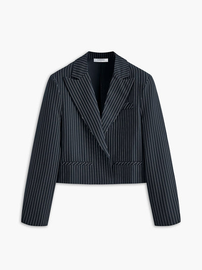 Katja | Elegant Kort Stribet Blazer Til Dame