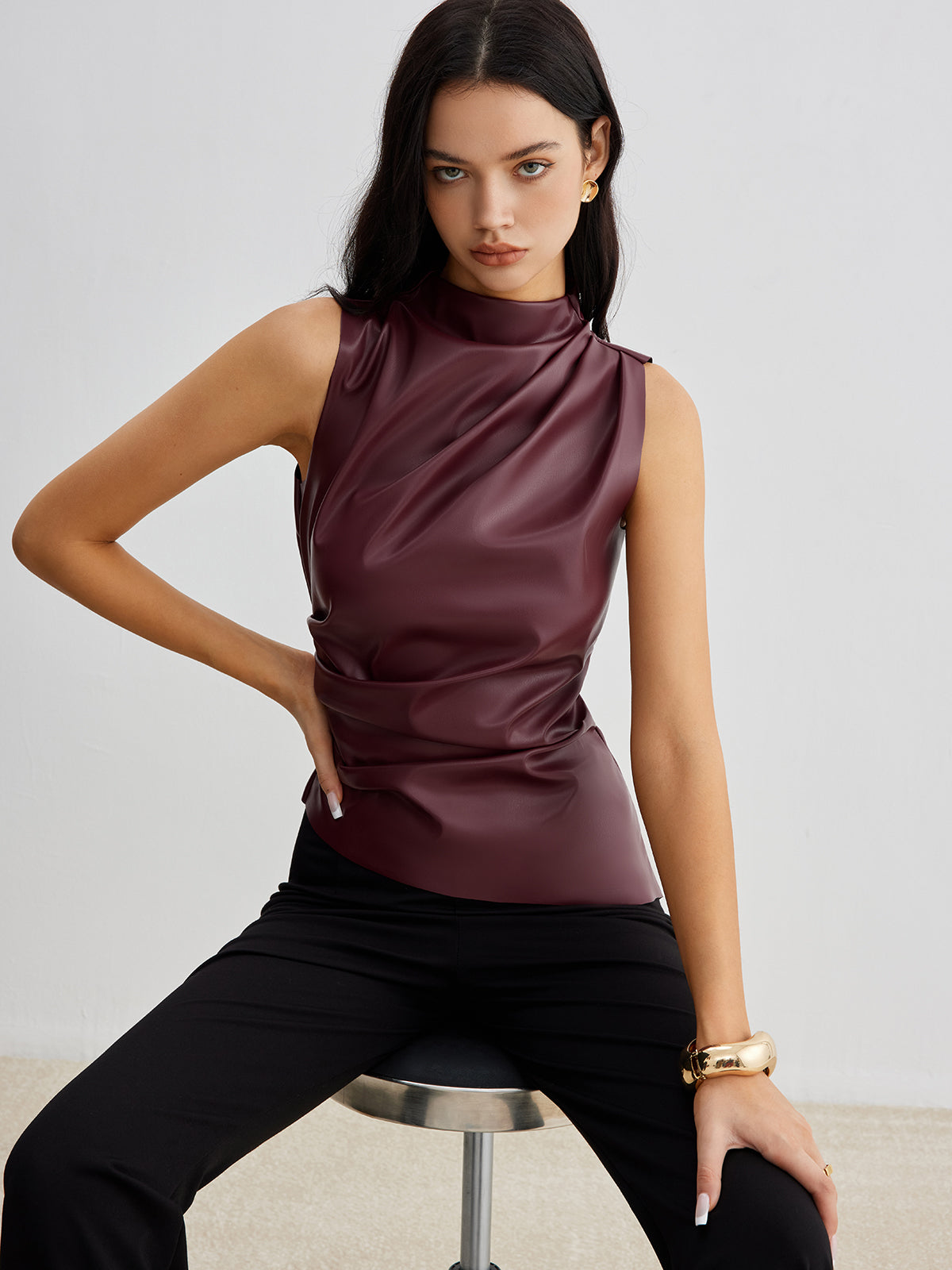 Marousha | Top Faux Leather Tank Top Dame
