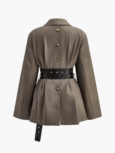 Mila | Oversized Blazer med Taljebånd i Olivengrøn Blazer Dame