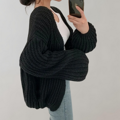 Luna - Casual oversized ribbet cardigan til kvinder