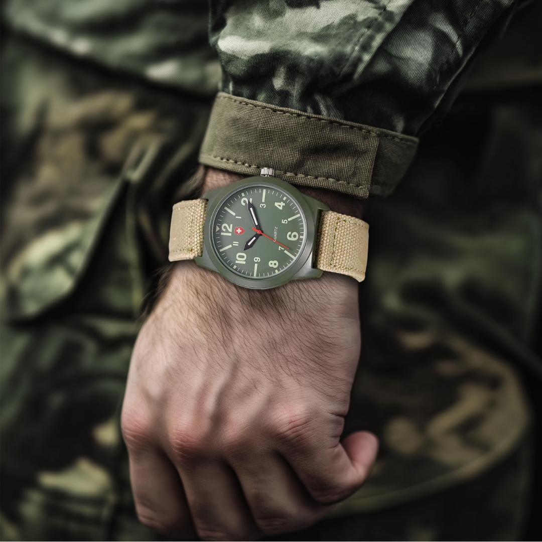 Casual udendørs digitalt sportsur – robust herre sportsur med kvarts og militær‑inspireret design