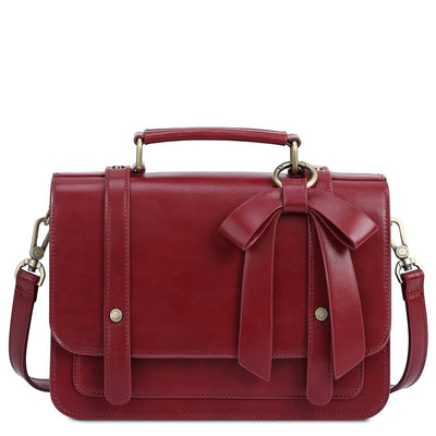 Satchel med Sløjfedetalje – Tidløs Lædertaske i Sort og Grå