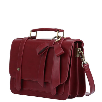 Satchel med Sløjfedetalje – Tidløs Lædertaske i Sort og Grå