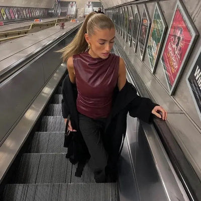 Mia | Top Bordeaux Red Tank Top Dame