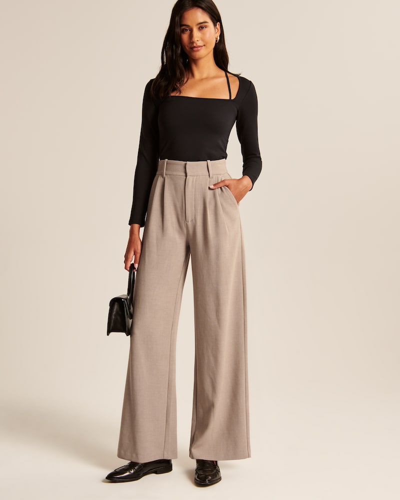 Beige Wide-Leg Bukser – Minimalistisk Elegance til Alle Anledninger Bukser Dame