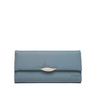 Elegant Trifold Læderpung med Bladdekoration