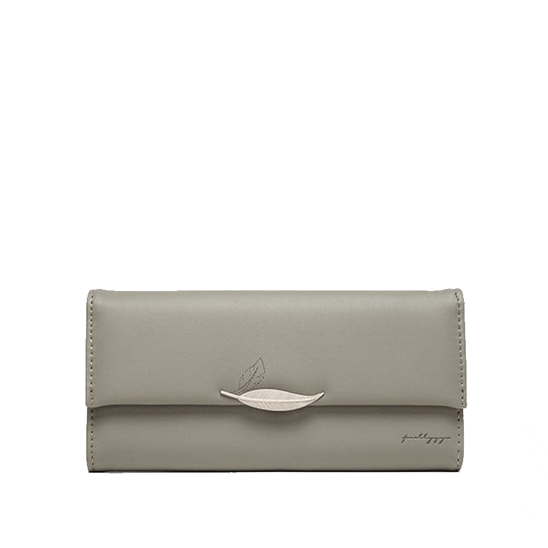 Elegant Trifold Læderpung med Bladdekoration