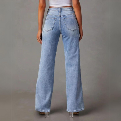 Quintina | Denim Stilfulde Højtaljede Wide-Leg Jeans Dame Bukser