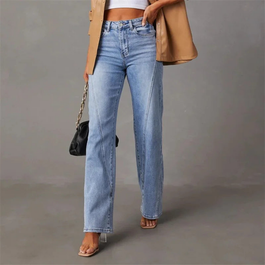 Quintina | Denim Stilfulde Højtaljede Wide-Leg Jeans Dame Bukser