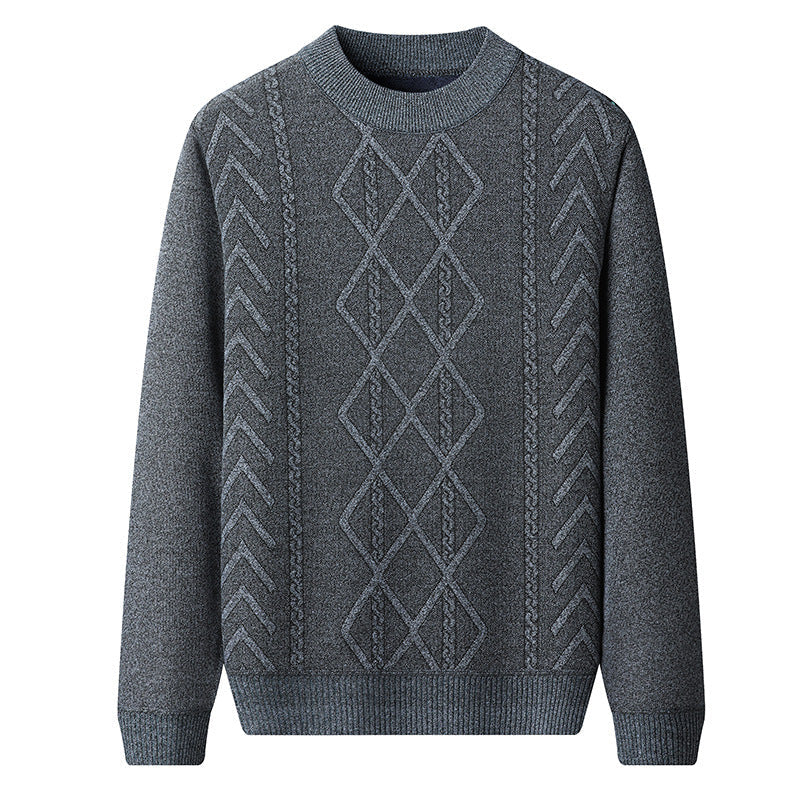 Premium | Herre kabelstrik sweater med rund hals