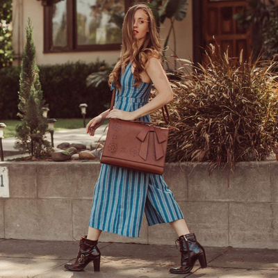 Lisa – Elegant Læder Håndtaske med Sløjfe