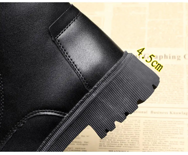 Lia | Læder støvler sort ankelstøvler vinterstøvler støvler med hæl