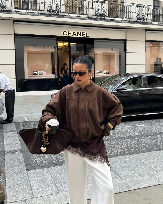 Mara I Varm Suede Læder Jakke til Dame Vinterjakke