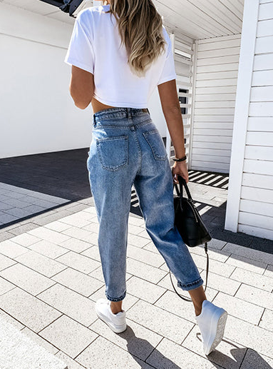 Emilie | Denim Stilfulde Højtaljede Baggy Jeans Dame Bukser