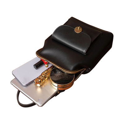 Vintage Læder Skuldertaske med Snaplukning